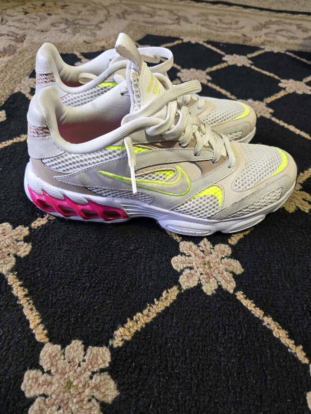 Women's White Mesh Athletic Sneakers with Neon Accents